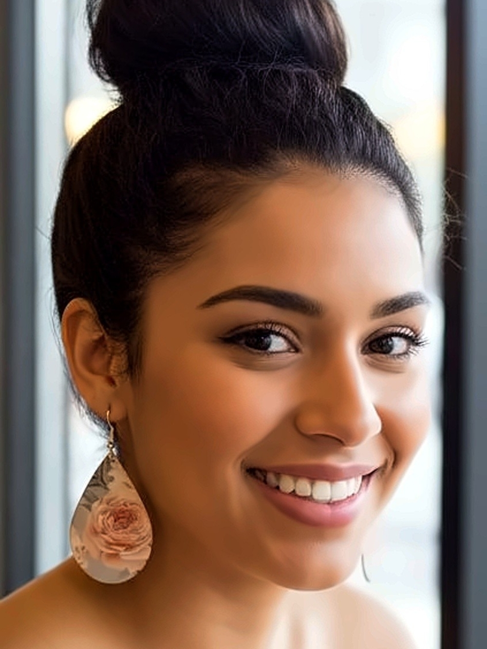 Fashion Jewelry Floral Teardrop Earrings – Blush Pink